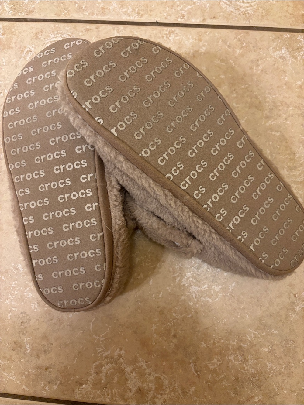 CROCS Plush Slippers - Taupe - Picture 4 of 5